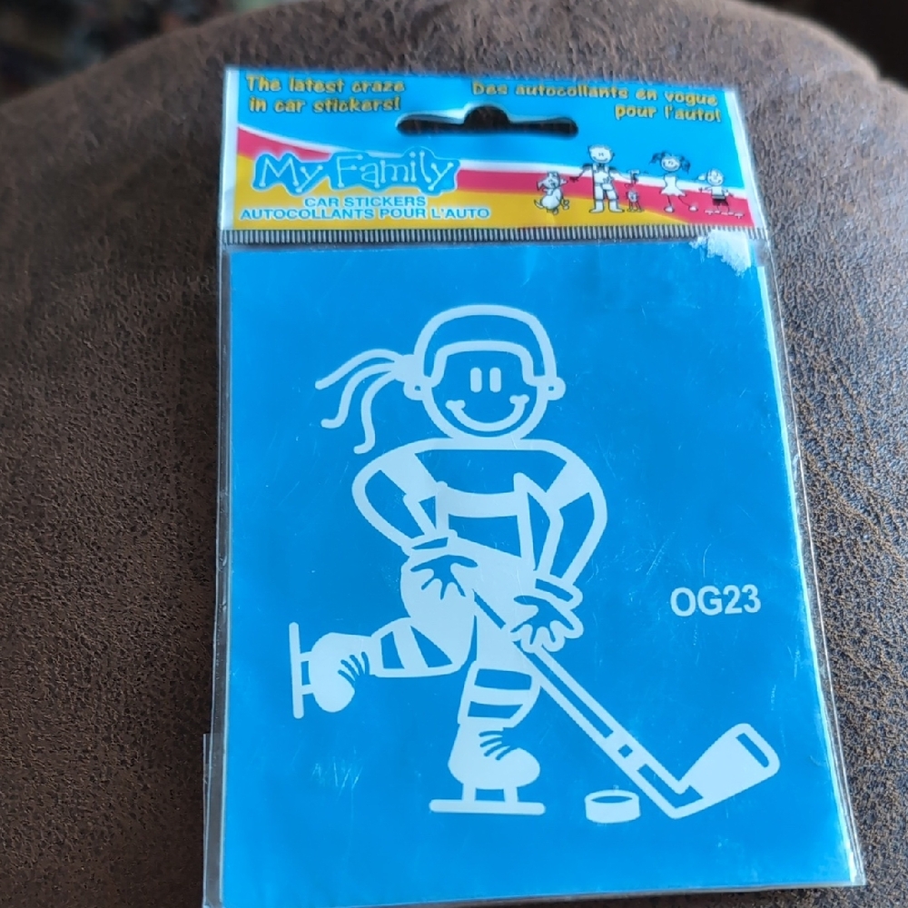 3/8$⚡My Family Car Stickers: Girl Playing Hockey